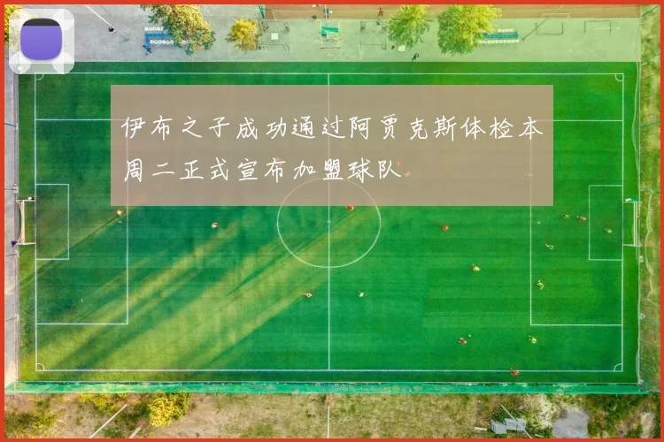 伊布之子成功通过阿贾克斯体检本周二正式宣布加盟球队